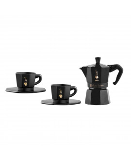 Set Moka Express Bialetti Black Star Edition + 2 Tazzine Nero