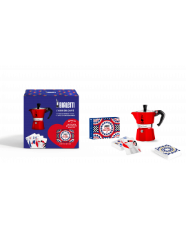 Bialetti Caffettiera Moka Express Rosso 3 Tazze + Mazzo di Carte...