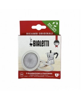 Bialetti Ricambio 3 Guarnizioni Originale E Filtro Per Moka 1 Tazza