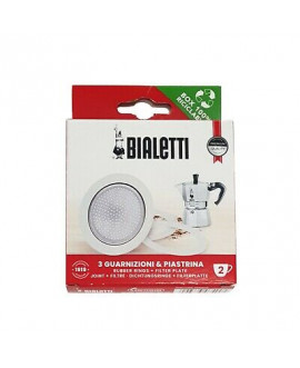 Bialetti Ricambio 3 Guarnizioni Originale E Filtro Per Moka 2 Tazze