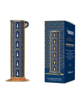 Bialetti Set 6 Tazzine Impilabili Blu Art Deco' Glamour con...