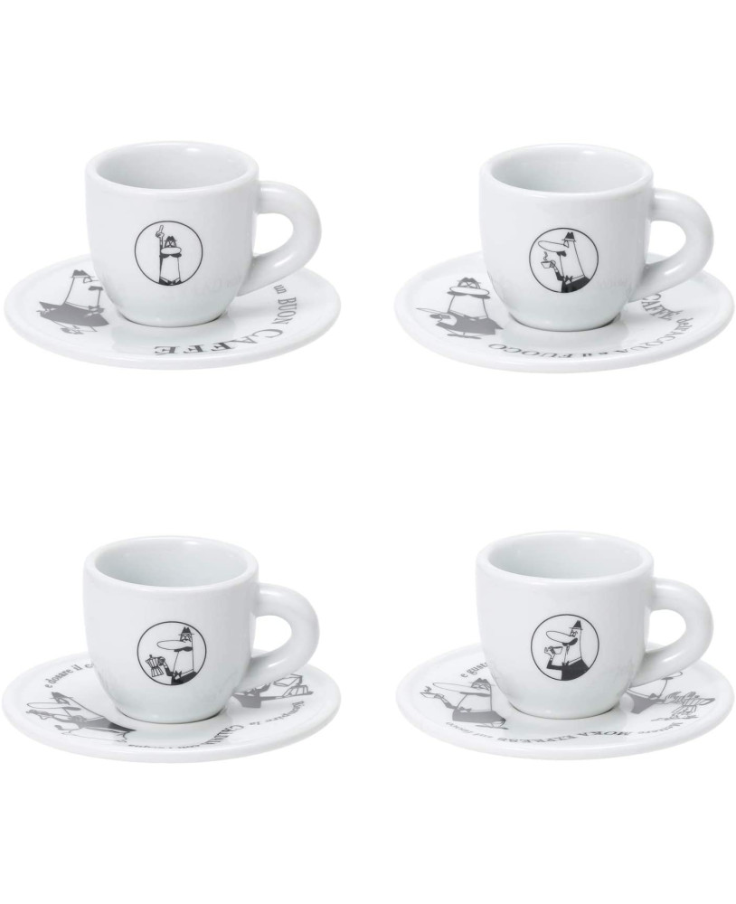 Set 4 Tazzine Caffè Espresso Personalizzate Con Caricatura Chibi E Nome - Idea Regalo Originale
