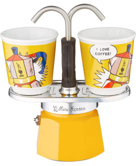 Bialetti Set Mini Express Moka Con 2 Tazze Lichtenstein 90ml