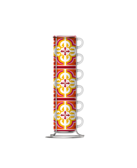 Bialetti Set 6 Tazzine Caffe Impilabili Arancio Nuova collezione...