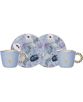 Bialetti Set 2 tazzine e 2 piattini Bridgerton Porcellana 80ml