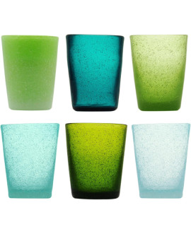 Memento Set 6 Bicchieri da Acqua in Vetro colorato Fantasia Giada
