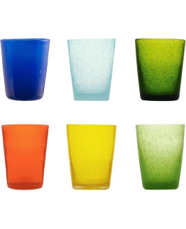 Memento Set 6 Bicchieri da Acqua in Vetro colorato Fantasia Margot